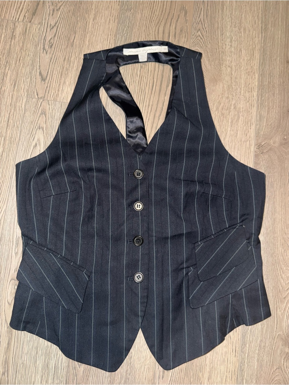 Sandra Angelozzi Pinstripe Halter Neck Vest Waistcoat Like New